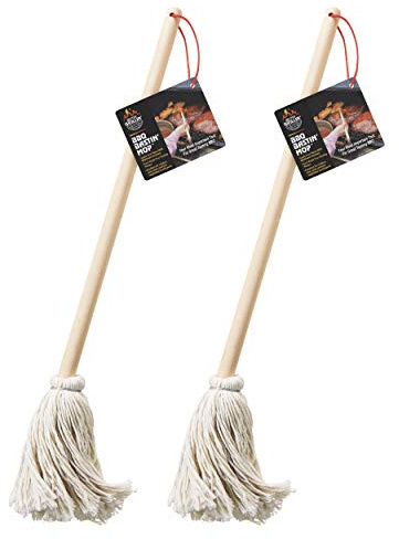 Better Grillin BBQ Bastin Mop Basting Barbecue Brush/Mop Easily Applies Marinades, Sauces, Washes Out, 16in Handle, 2pk