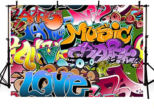 MEHOFOTO 2,1 x 1,5 m Hip Hop 80er 90er Jahre Themen-Graffiti-Party-Dekoration, Fotografie-Hintergründe, Requisiten, Portrait, personalisiertes Fotostudio-Booth Hintergrund Banner