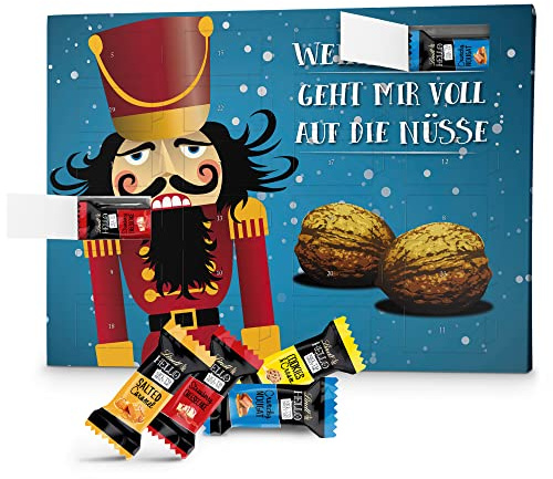 printplanet - Lindt HELLO Adventskalender mit Spruch und Füllung in 4 Sorten - Weihnachten geht Mir voll auf die Nüsse - 2026