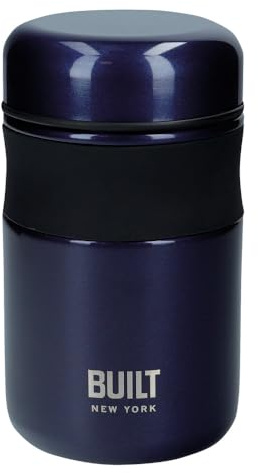 Built Double Wall Vacuum Insulated Food Flask for Hot and Cold Foods, Stainless Steel, Navy, 490 ml