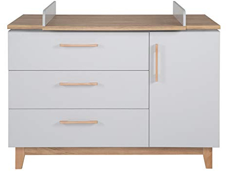 roba Wickelkommode mit Wickelansatz 'Caro' mit Soft-Close, 1 Tür, 3 Schubladen, Wickelhöhe 94 cm