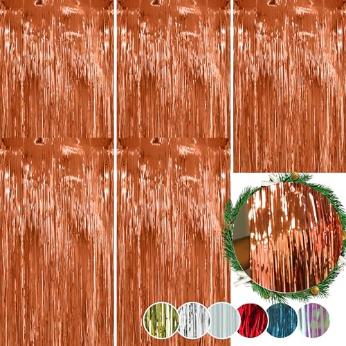 Confezione da 5 fili di lametta di Natale in lamina d'oro rosa – Decorazioni per albero di Natale con capelli d'angelo, decorazione da appendere per pareti e finestre, dimensioni 1,2 m