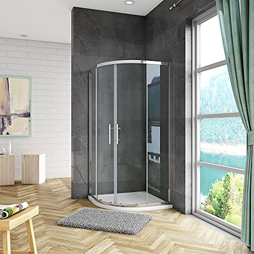 Acezanble 900x900x1850mm Quadrant Shower Enclosure Cubicle Sliding Door 6mm Safety Tempered Clear Glass with Tray + Free Waste