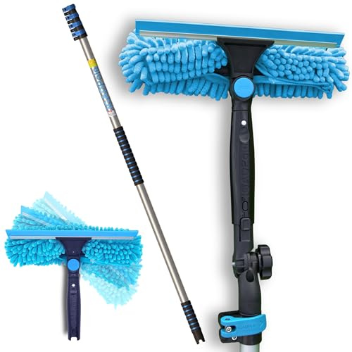 IGADPole Professional Telescopic Window Cleaning Kit 17ft(5m), Extension Pole and Single Pivot 10(25cm) Squeegee, Window cleaning washer tools
