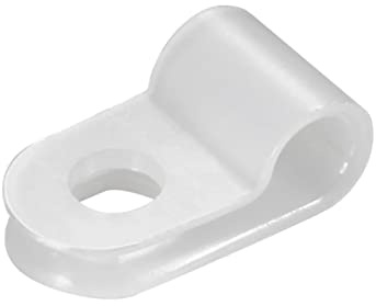 Teansic 200 Pcs White Nylon R-Type Cable Clamps 3/16 Plastic Wire Clips Fasteners Assortment for Wire Management