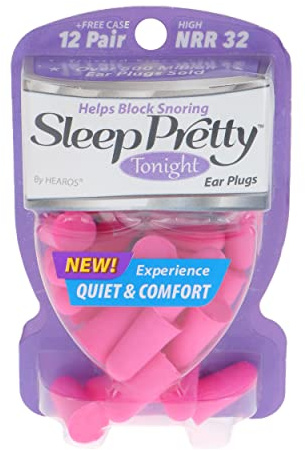 Hearos Sleep Pretty Tonight Foam Ear Plugs, Hearing Protection, 32 NRR, 12 Pair,Purple,5803