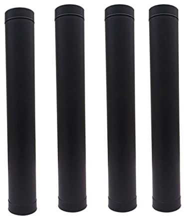 0℃ Outdoor Ofenrohr Rauchrohr Kaminrohr Stahlrohr Abgasrohr Heizung Abzugrohr, Edelstahl Schornstein Sanierung Rauchrohr Ofenrohr Abgasrohr, Schornsteinauskleidung,2 Black+2 Black,D125mm