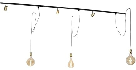 Qazqa Modern Schienensystem Lampen Komplettset, Schienenbeleuchtung, Deckenstrahler, Deckenspot - Iconic Cavalux Jeana - gold, 6-flammig, 285cm, Ideal als Flur, Küche lampe, Schlafzimmerlampe