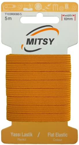 MITSY Banda elástica resistente a desgarros para coser, ancha, 10 mm, 5 m, naranja fuerte, goma para goma para pantalones, hogar, manualidades, telas para cerca