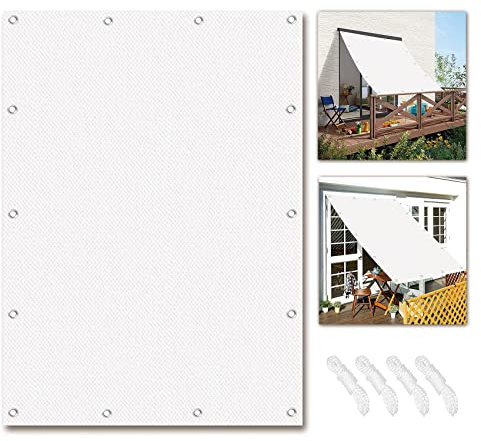 Vela Ombreggiante 4 x 6 m Protezione Raggi UV e Impermeabile Tenda da Vela Parasol con Occhielli e Fascetta per Giardino Esterno terrazza, Sabbia, Bianco
