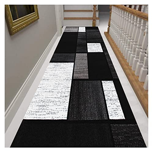 Siunwdiy Korridor Teppich läufer 120X400CM,Läufer Flur Küchenteppich rutschfest Waschbar Graues,Schwarzes,Weißes Lange Vintage Kücheläufer Teppichläufer für Flur Schlafzimmer Wohnzimmer