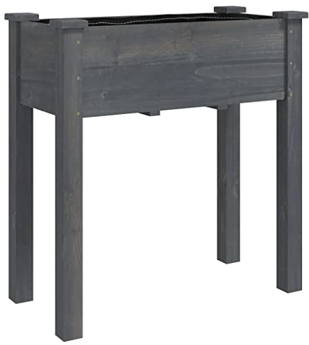 vidaXL Odlingslåda med foder grå 71x37x76 cm massivt granträ