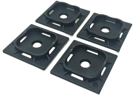 Black Cable Tie Bases - Adhesive Fixing Mounts - 100 Pack 40mm x 40mm