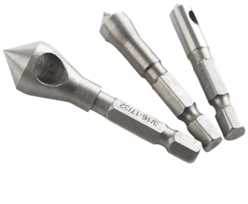 3 pezzi svasatore in acciaio sbavatura trapano conico taglierina for fori in acciaio alluminio testa svasata strumenti for smussatura kit punta da trapano in metallo