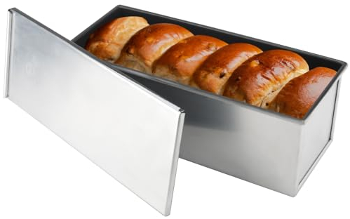 MOUYAT Pullman Loaf Tin with Lid 2.2lbs, 1kg Bread Tin, Non-Stick Loaf Pans for Toast, Aluminum Alloy Toast Baking Mould for Cake, Bread, 33 x 12 x 12cm