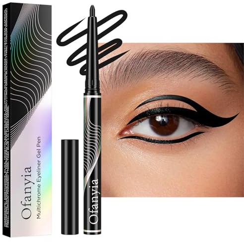 Ofanyia Crayon Eyeliner Multichrome Gel Métallique, Maquillage Couleur Intense, Crayon Gel Imperméable (05# Black)