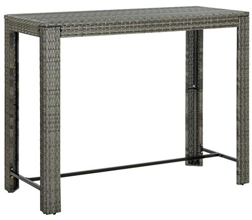 AUVYI Garten-Bartisch Grau 140,5x60,5x110,5 cm Poly Rattan Multifunktionstisch Campingtisch Buffettisch Dining Table Pokertisch Bierpong Tische Küchentisch Biertisch Beistelltisch Klein