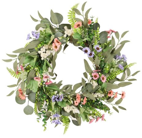 Künstlicher Gänseblümchenkranz aus Seidenblumen zum Hängen