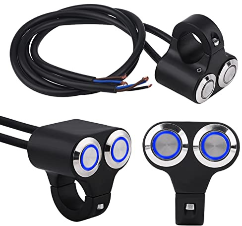 Motorrad Lenkerschalter, 7/8 Zoll 22 mm Motorrad Schalter Blinker Schalter wasserdicht Motorrad Tuning Switch Lenkrad Scheinwerfer Nebelscheinwerfer EIN/AUS mit (Selbsthemmend)