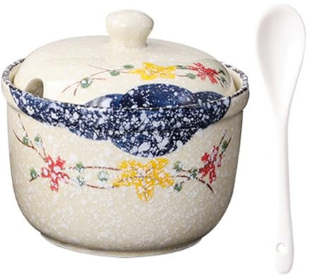 TuYines Sucrier en Céramique avec Couvercle et Cuillère, Boîte à Épices pour Sel, Fromage - Style Noël