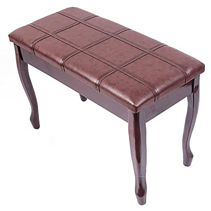 Klavierhocker Aus Kunstleder, Deluxe-Klavierbank Aus Leder, Feste Höhe, Duett-Klavierhocker Mit Großer Aufbewahrungsbox, Keyboardbank, Schminktischhocker, 76 X 35 X 49 Cm, Mahagoni