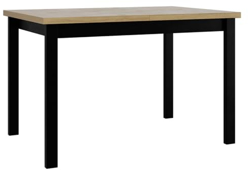 Mirjan24 Tisch für Esszimmer Awrolt I, Rechteckiger Esstisch, Ausziehbarer Tisch für Küche, L:120-150 x H:78 x B:80 cm, Küchentisch, Esszimmertisch, Praktischer Ausziehtisch (Sonoma/Schwarz)