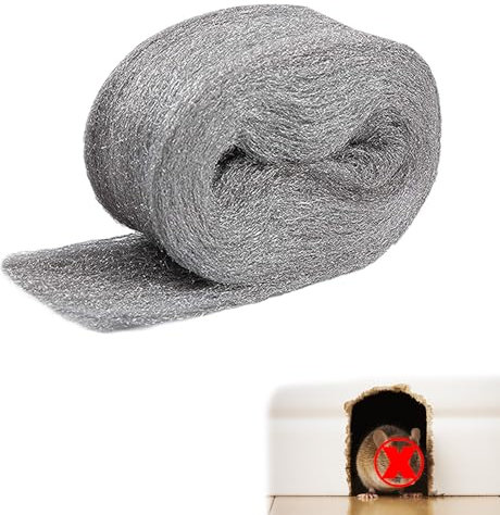Klfte 1 Pack Steel Wool for Mice Control, 3.2 x12 ft Wool, Gap Filler for Home & Garage, DIY Bundle