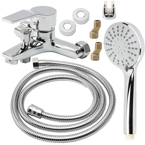 Petyoung Bath Taps with 3 Modes Handheld Sprayer Wall Mounted Tub Filler Shower System