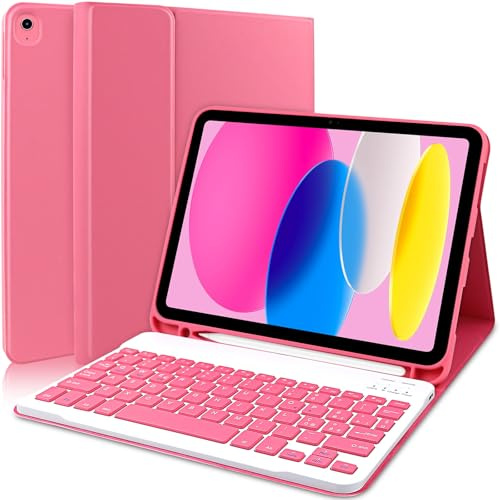 Custodia con Tastiera per iPad 11 Generazione A16 11 2025/10 Generazione 10.9 2022,Custodia con Supporto per Matita e Tastiera Italiano QWERTY Bluetooth Staccabile per iPad 10a/11a Generazione,Rosa