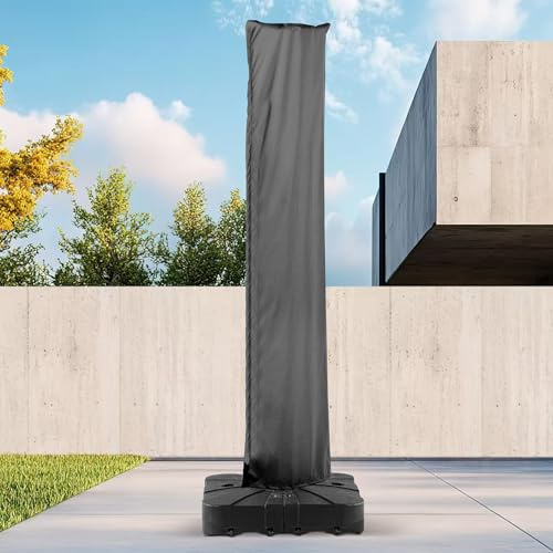 Deconk Patio Cantilever Umbrella Cover Outdoor Offset umbrellas Covers | with Zipper and Rod, UV Resistant, Waterproof, Weather Protection, PU coating, Easy Storage for Pool Deck Garden, Grey