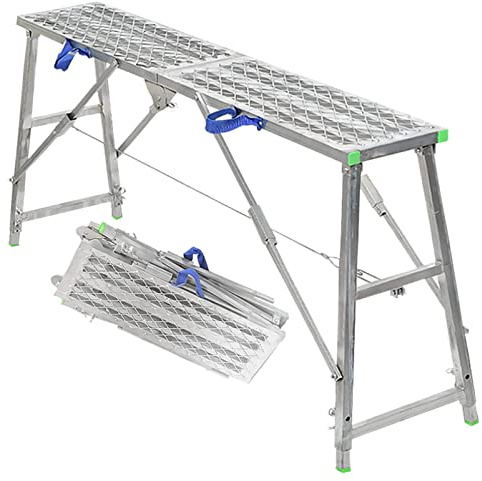 Scala Pieghevole Multiuso Tipo Torre ponteggio, Attrezzatura Portatile per la Pulizia di Decorazioni e Lavaggio Veicoli, capacità di carico di 880 libbre, 140 cm