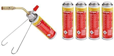 ROTHENBERGER Industrial Lötbrenner inkl. 5x Mini Gaskartusche 150 ml / 85 g | Gasbrenner | Schweißbrenner | Arbeitstemperatur 650°C | 7/16“ EU
