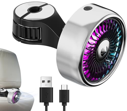 Ventilateur de siège d'auto, ventilateur USB de véhicule | Ventilateurs de véhicules à 3 vitesses pour le passager du siège arrière,Dispositif de ventilation automobile rechargeable, petit refroidisse