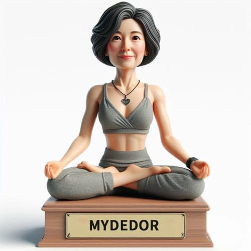 mydedor Custom Yoga Wackelkopf – Sitzende Meditation, personalisierte Figur, handgefertigt aus Ihrem Foto für Sie, innere Ruhe, Sammlerstück