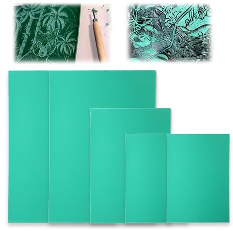 Mjukt linotryckark i gummi, paket med 5 A4, A5, A6, grön, platt yta, skärning, polymertryck, snideriplattor, set för gummistämplar, gravering, trycktillverkning, konstnärlig skapande (2A4+1A5+2A6)
