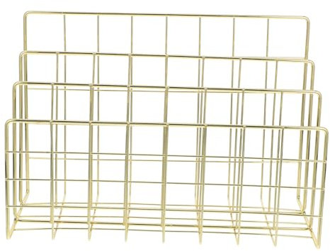 Veemoon Metall Akten Organizer Für Schreibtisch Platzsparender Postsortierer in Gold Benutzerfreundlicher Briefhalter Mit Abgerundeten Kanten Modernes Design Für Büro Und Wohnzimmer