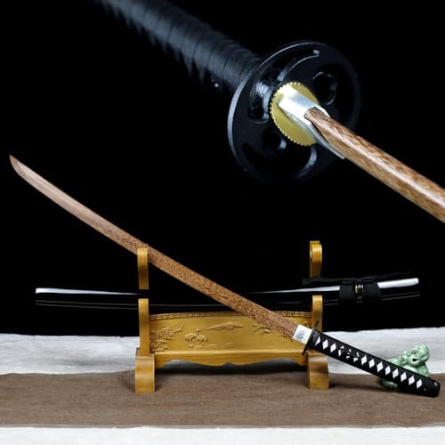HJHUUA 【Opera d'Arte in Legno】 Katana in wengé Naturale,Spada Giapponese in Legno da Allenamento,bokken Fatto a Mano per Pratica di Kendo,Regalo,Esposizione,Cosplay,Oggetti di Scena - 102 cm