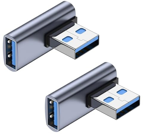 LEMLIN Adaptateur USB 3.1 90 Degrés,2 Pièces Mâle à Femelle Angle Droit Adaptateurs,Charge Rapide und OTG Compatible,pour PC,Ordinateur Portable,TV,Coupleur USB 3.1