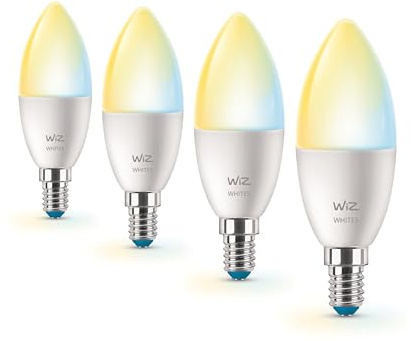 WiZ Vorteilspaket - E14 - mit 4 Kerzen LED Lampen - Matt - 40W - 400lm - Warm bis Kaltweißes Licht - Smarte LED Beleuchtung - Funktioniert mit Apple HomeKit, Alexa und Google Home - Tunable White