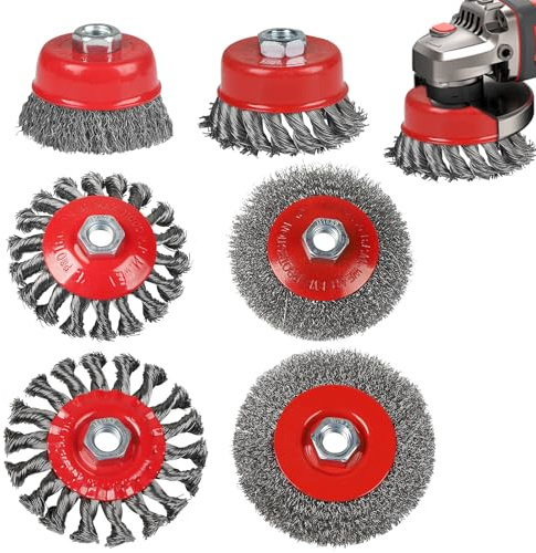 EXLECO 6 trådborste vinkelslip flex 75 mm 100 mm 125 mm trådborste set grytborste vinkelslip M14 stålborste flex borste knut grytborste flex, konisk borste ståltrådborste