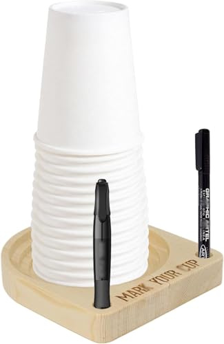 ZoeQide Supporto per tazze in legno con portapenne, organizer per cucina, bagno ed eventi