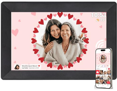 Chnwpify Frameo 10.1 Inch Digital Picture Frame WiFi Connect Touch Screen Digital Photo Frame, 16GB Memory, Auto-Rotate, Share Photos/Videos Instantly via Frameo App from Anywhere