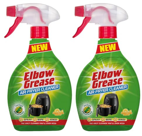 JMS We Create Smile Elbow Grease Air Fryer Cleaner Set of 2 x 500ml – Heavy Duty Degreaser Spray for Air Fryers Ovens Grills – Removes Burnt-On Grease Food Residue – Kitchen Surface Deep Cleaner