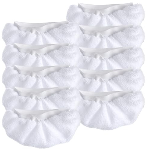 DOPENSPI 10 Stück Dampfwischpads, Universal Waschbare Dampfreiniger Aufsätze, Wiederverwendbare Reinigerabdeckungen Mikrofasertücher für die Meisten Handgeführten Dampfreiniger