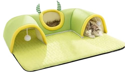 Katzentunnel – großes Katzennest Bett Spieltunnel – interaktives Spielzeug Kissen Haustierbedarf für Indoor Kätzchen Welpen Häschen Kleintiere Bereicherung Zuhause Schlafen Sommer Winter