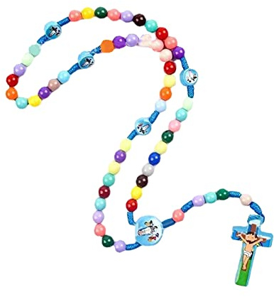 Chapelet pour enfants – Bijou religieux hypoallergénique avec pendentif en forme de croix, chaîne de perles durable pour la première communion des enfants, cadeau de baptême orthodoxe et foi