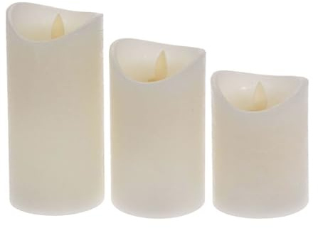 Well Home Juego de 3 Velas LED con Efecto Cera y Llama oscilante con Mando a Distancia