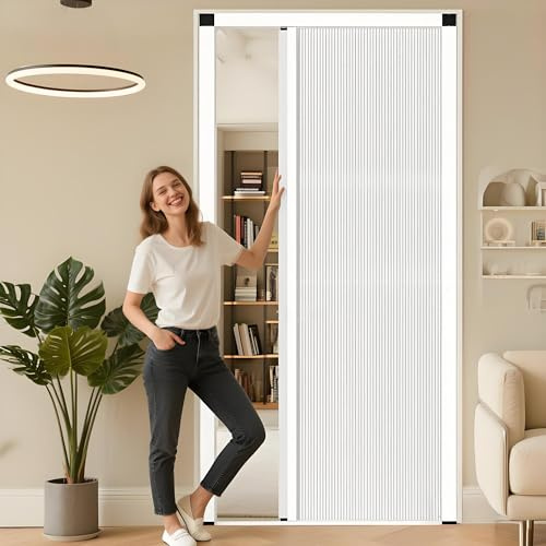 Kgfvesdc Puertas Plegables Interiores Personalizables,Puerta Interiores Tipo Acordeón, puertas plegables,A prueba de viento aísla el aire caliente y frío para Despensa Dormitorio(Blanco W/H:140×190cm)