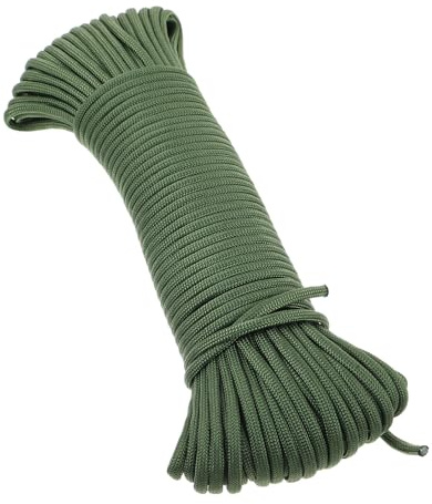 HAMPPLIES Cuerda Trenzada Multiusos para Exteriores 31 M Color Verde Militar Resistente al Viento para Tienda de Campaña y Camping Cuerda de Paracaídas Ligera y Duradera para Senderismo y