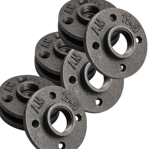 TuToy 10 pezzi 1/2,3/4,8 punti nero flangia in ferro per tubi idraulici filettati quattro fori flangia, raccordi per tubi industriali vintage retrò steampunk (3/4 (DN20)